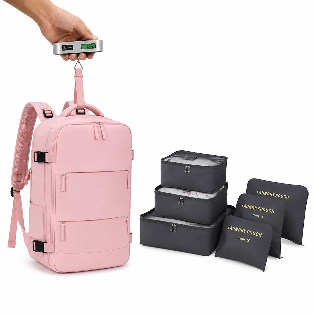 COMBO VIAJERO 3 en 1 - MOCHILA, ORGANIZADOR Y PESA