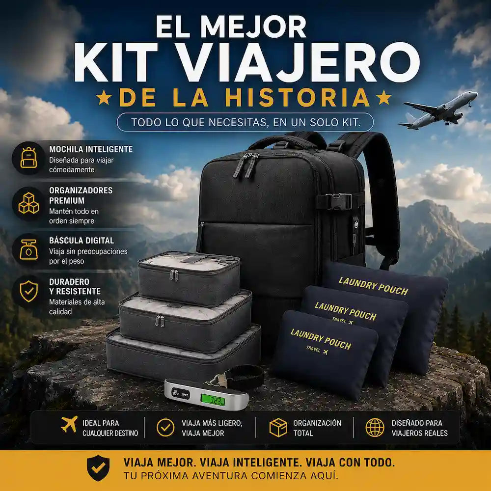 COMBO VIAJERO 3 en 1 - MOCHILA, ORGANIZADOR Y PESA